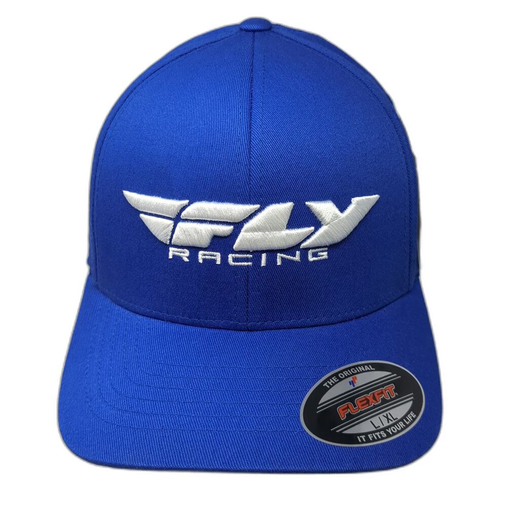 Fly Racing Baseball Cap Blue XL Flexfit Embroidered Motocross Wing Logo Hat